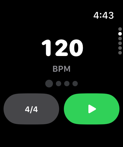 Metrónomo de Sound Tools en el Apple Watch